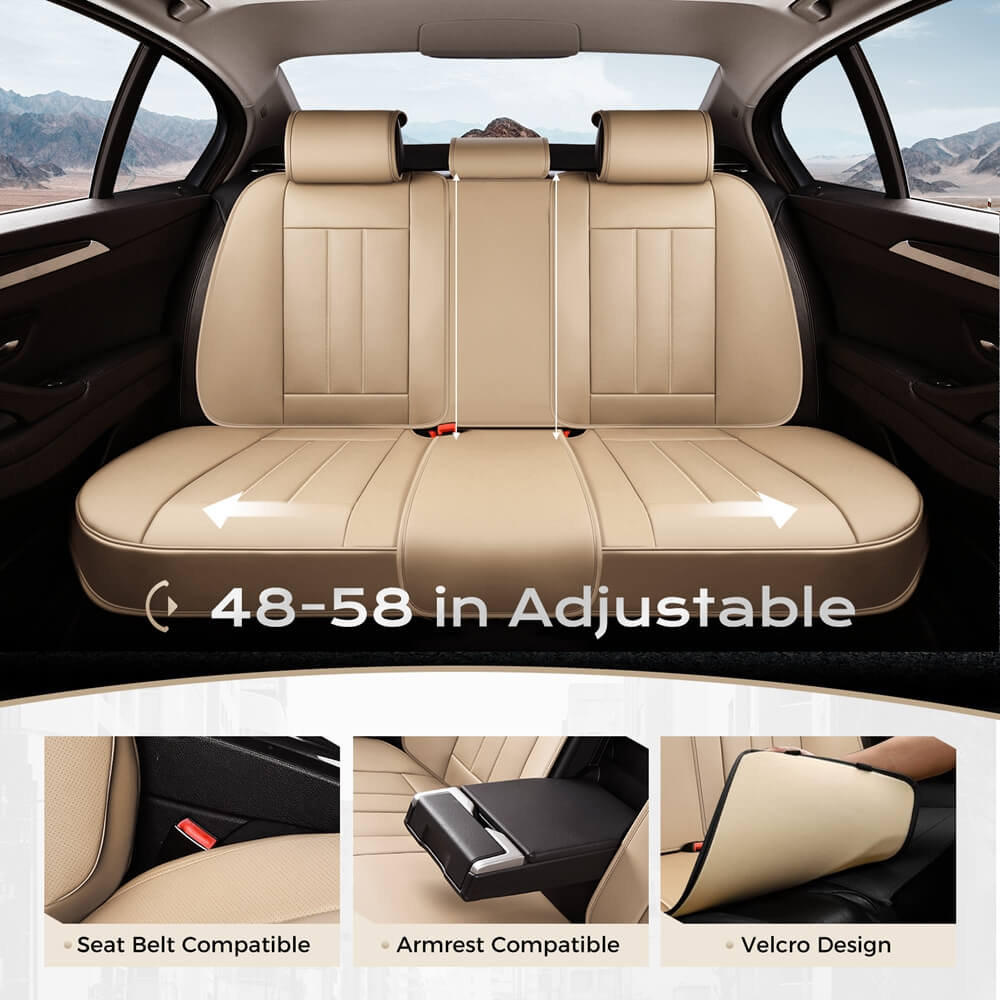 Coverado 5 Seats Full Set Seat Covers Quality Leatherette Car Front and Back Seat Protectors Universal Fit