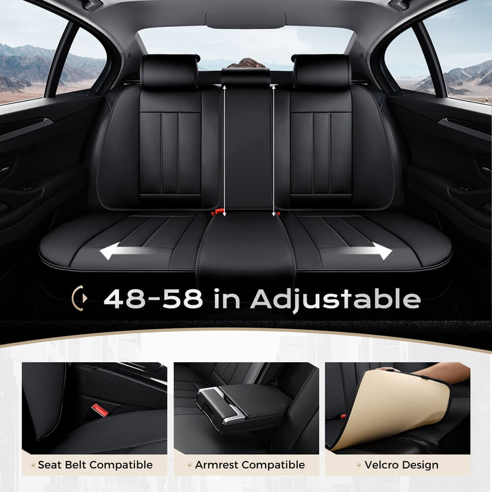 Coverado 5 Seats Full Set Seat Covers Quality Leatherette Car Front and Back Seat Protectors Universal Fit