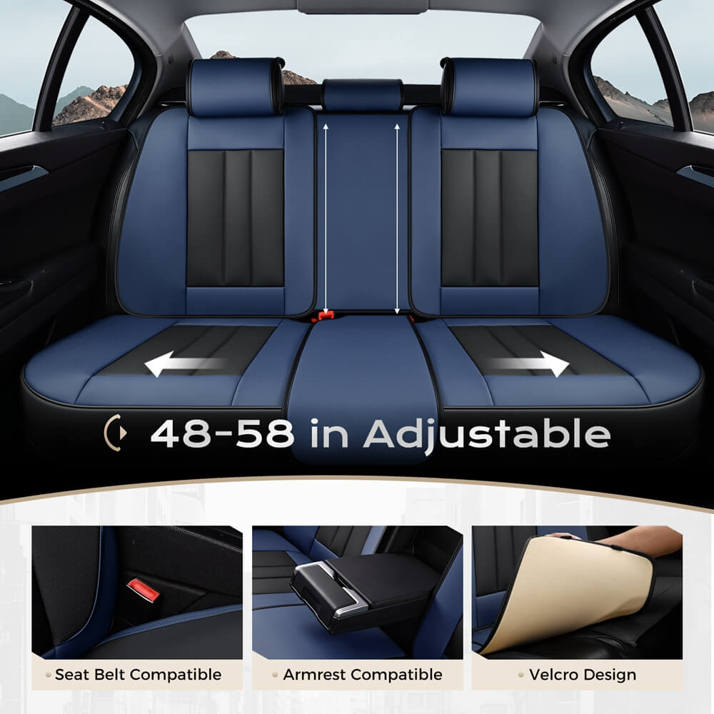 Coverado 5 Seats Full Set Seat Covers Quality Leatherette Car Front and Back Seat Protectors Universal Fit