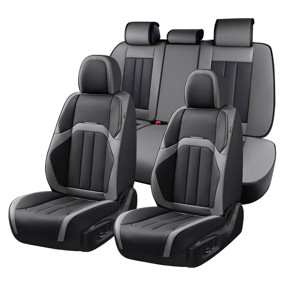 Coverado 5 Seats Full Set Seat Covers Quality Leatherette Car Front and Back Seat Protectors Universal Fit