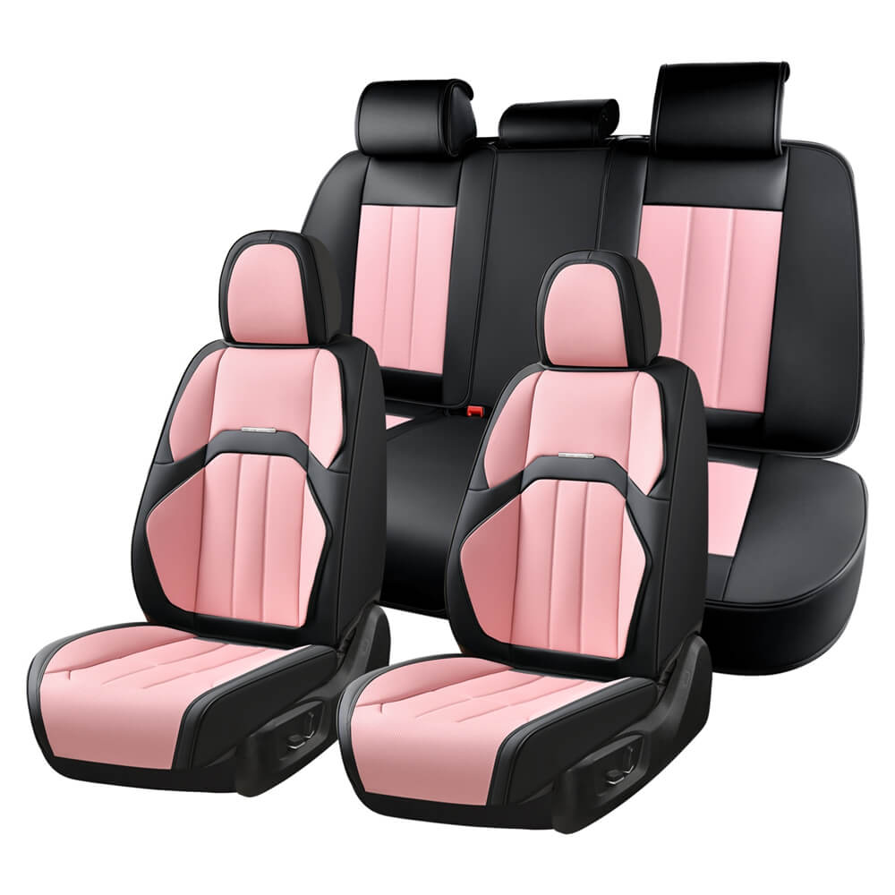 Coverado 5 Seats Full Set Seat Covers Quality Leatherette Car Front and Back Seat Protectors Universal Fit