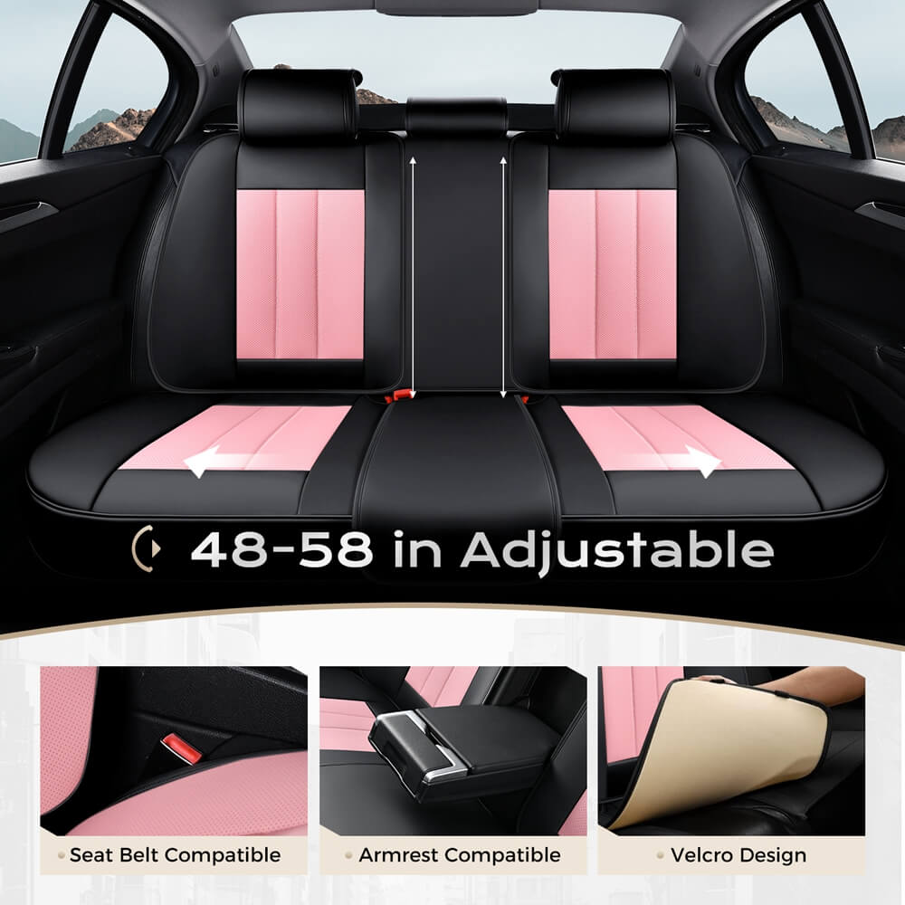 Coverado 5 Seats Full Set Seat Covers Quality Leatherette Car Front and Back Seat Protectors Universal Fit