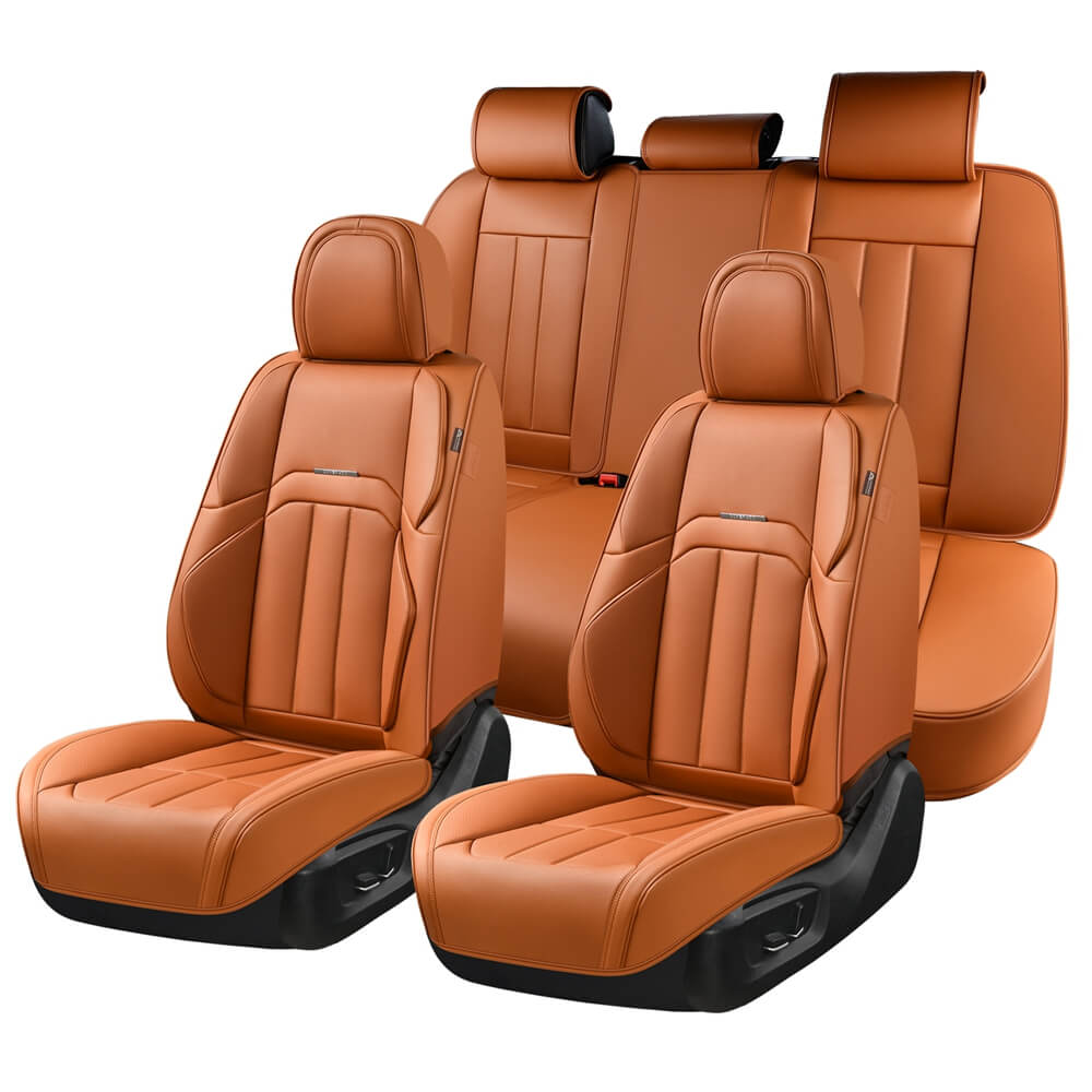 Coverado 5 Seats Full Set Seat Covers Quality Leatherette Car Front and Back Seat Protectors Universal Fit