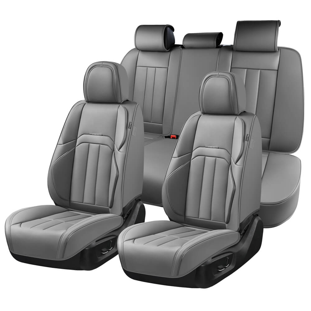 Coverado 5 Seats Full Set Seat Covers Quality Leatherette Car Front and Back Seat Protectors Universal Fit
