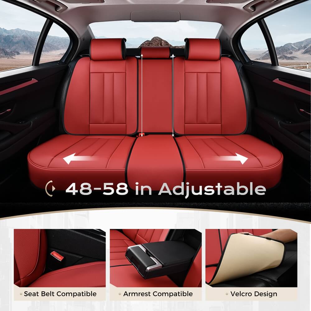 Coverado 5 Seats Full Set Seat Covers Quality Leatherette Car Front and Back Seat Protectors Universal Fit
