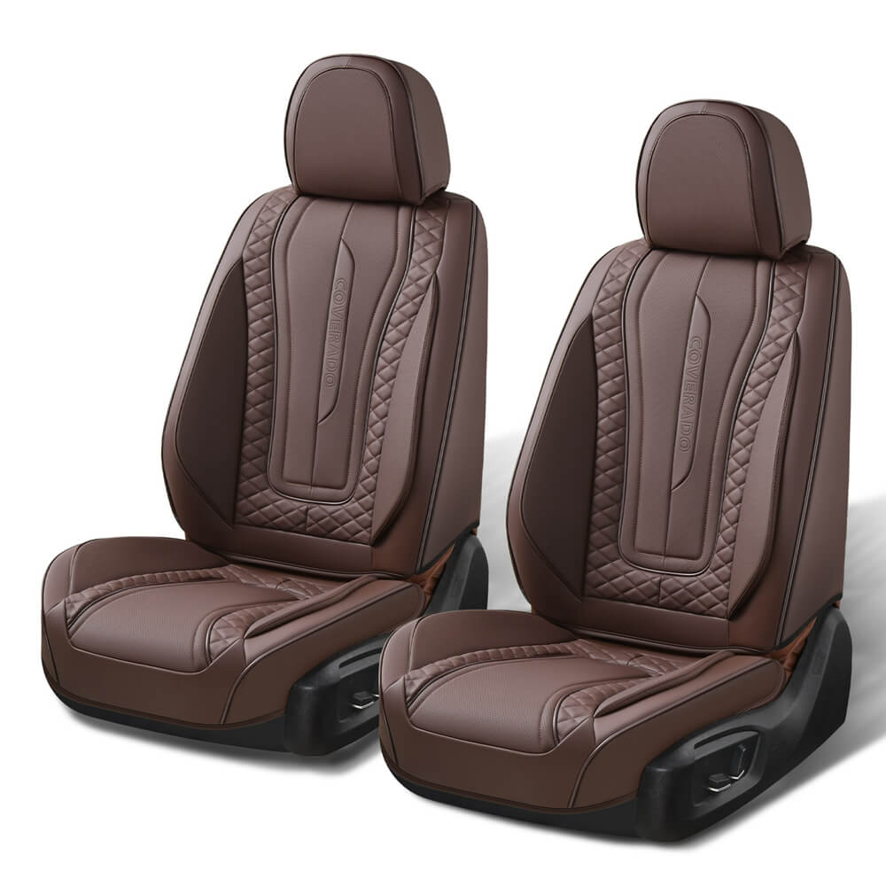 2 Seats Coverado Front Seat Covers for Cars Leatherette Driver Passenger Seat Protectors Breathable Waterproof Universal Fit