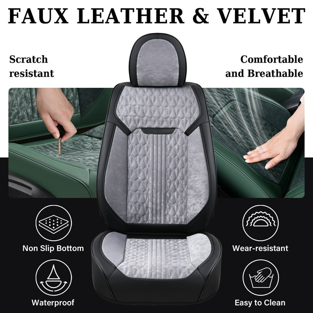 Coverado Front Auto Seat Covers 2 Seats Velvet Driver Passenger Seat Protectors Universal Fit