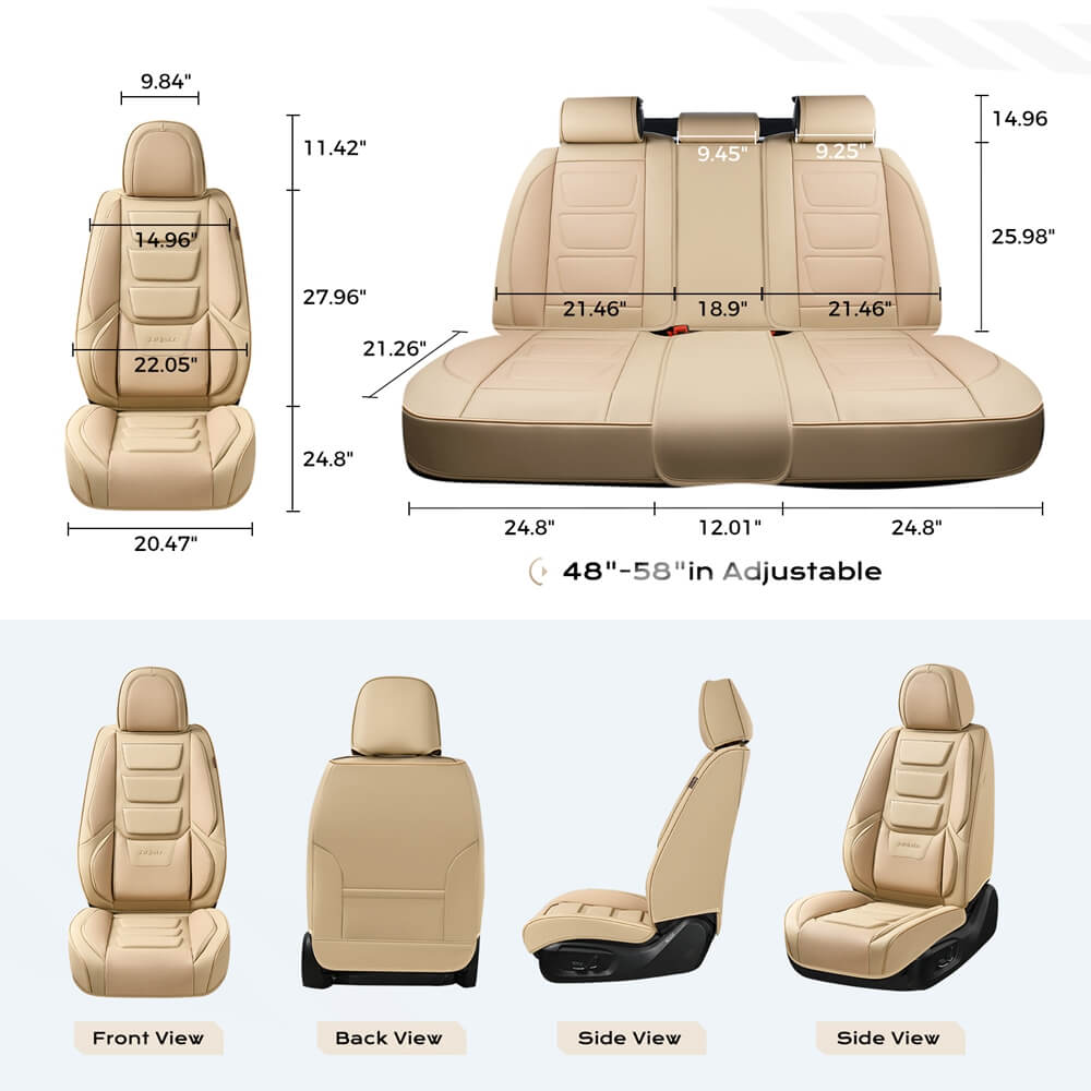 Coverado Car Seat Covers Set with 3D design Fashionable Auto Seats Universal Fit