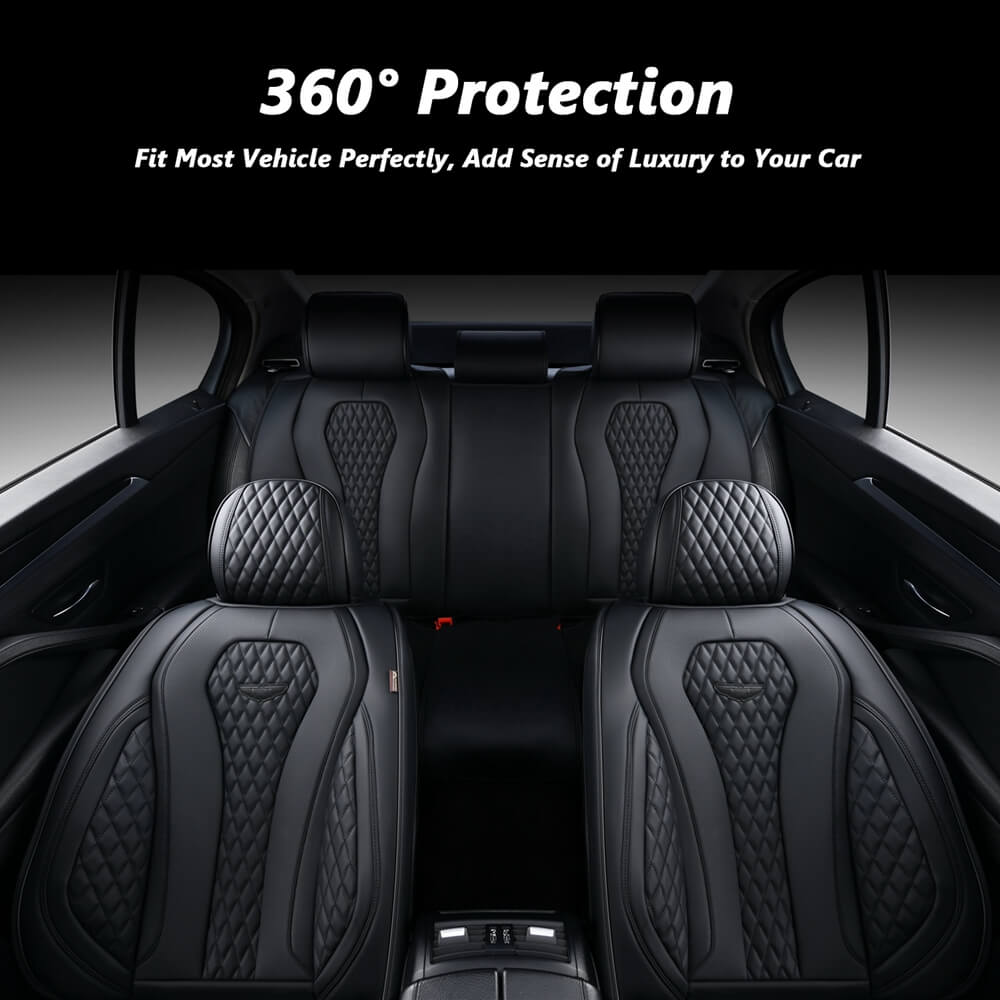 Coverado Front and Back Seat Covers for Cars Premium Leatherette Auto Seat Protectors Water Resistant Universal Fit