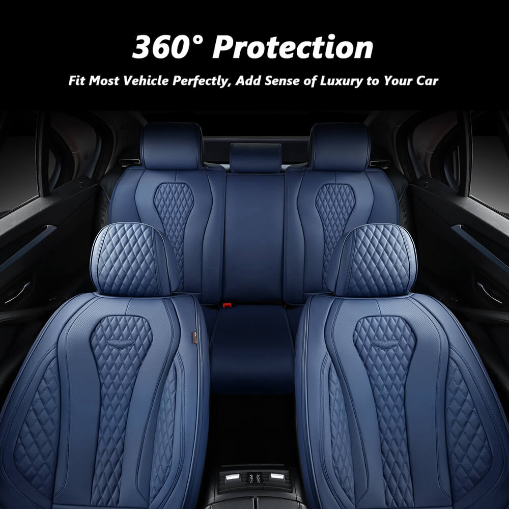 Coverado 5 Seats Car Seat Covers Front and Rear Seat Full Set Premium Leather Seat Protector Universal Fit