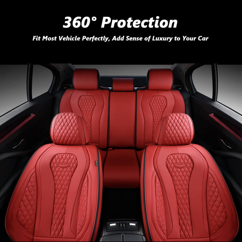 Coverado 5 Seats Car Seat Covers Front and Rear Seat Full Set Premium Leather Seat Protector Universal Fit