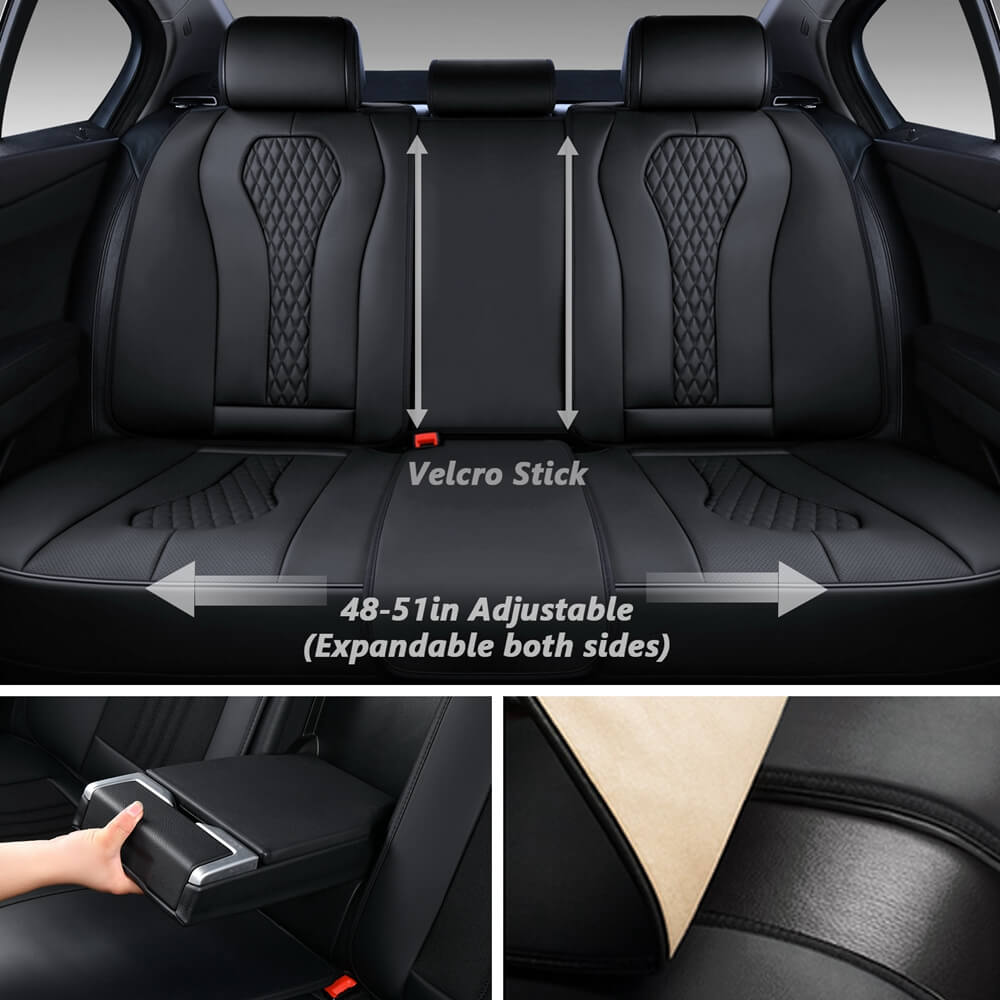 Coverado 5 Seats Car Seat Covers Front and Rear Seat Full Set Premium Leather Seat Protector Universal Fit