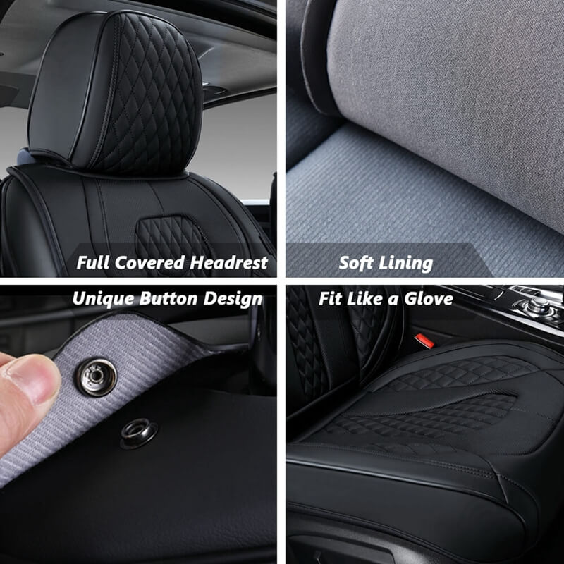 20%OFF🔥🔥 Coverado 2 Seats Driver Passenger Premium Leather Front Car Seat Covers Luxury Auto Seat Protectors Universal Fit