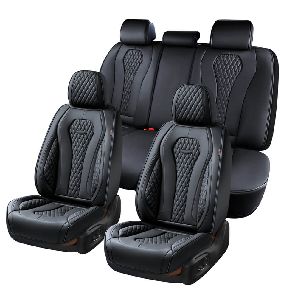 Coverado Front and Back Seat Covers for Cars Full Set Premium Leatherette Auto Seat Protectors Waterproof Universal Fit