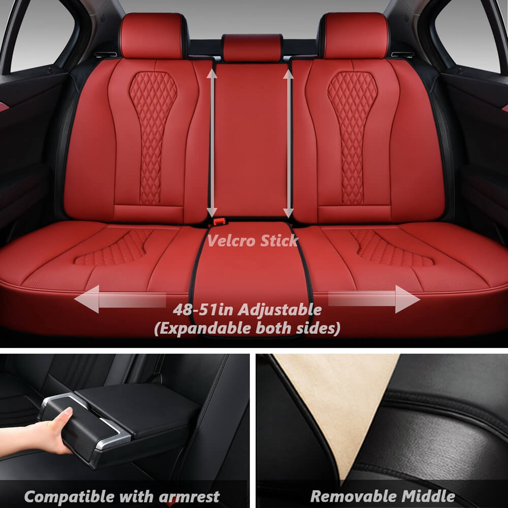 Coverado 5 Seats Car Seat Covers Front and Rear Seat Full Set Premium Leather Seat Protector Universal Fit