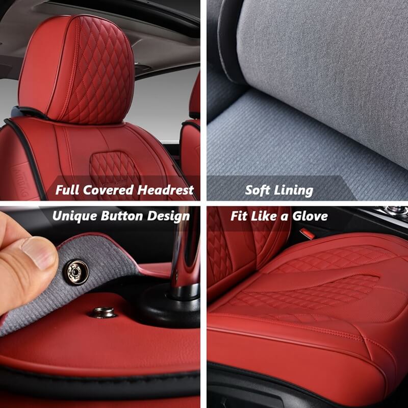 Coverado 5 Seats Car Seat Covers Front and Rear Seat Full Set Premium Leather Seat Protector Universal Fit