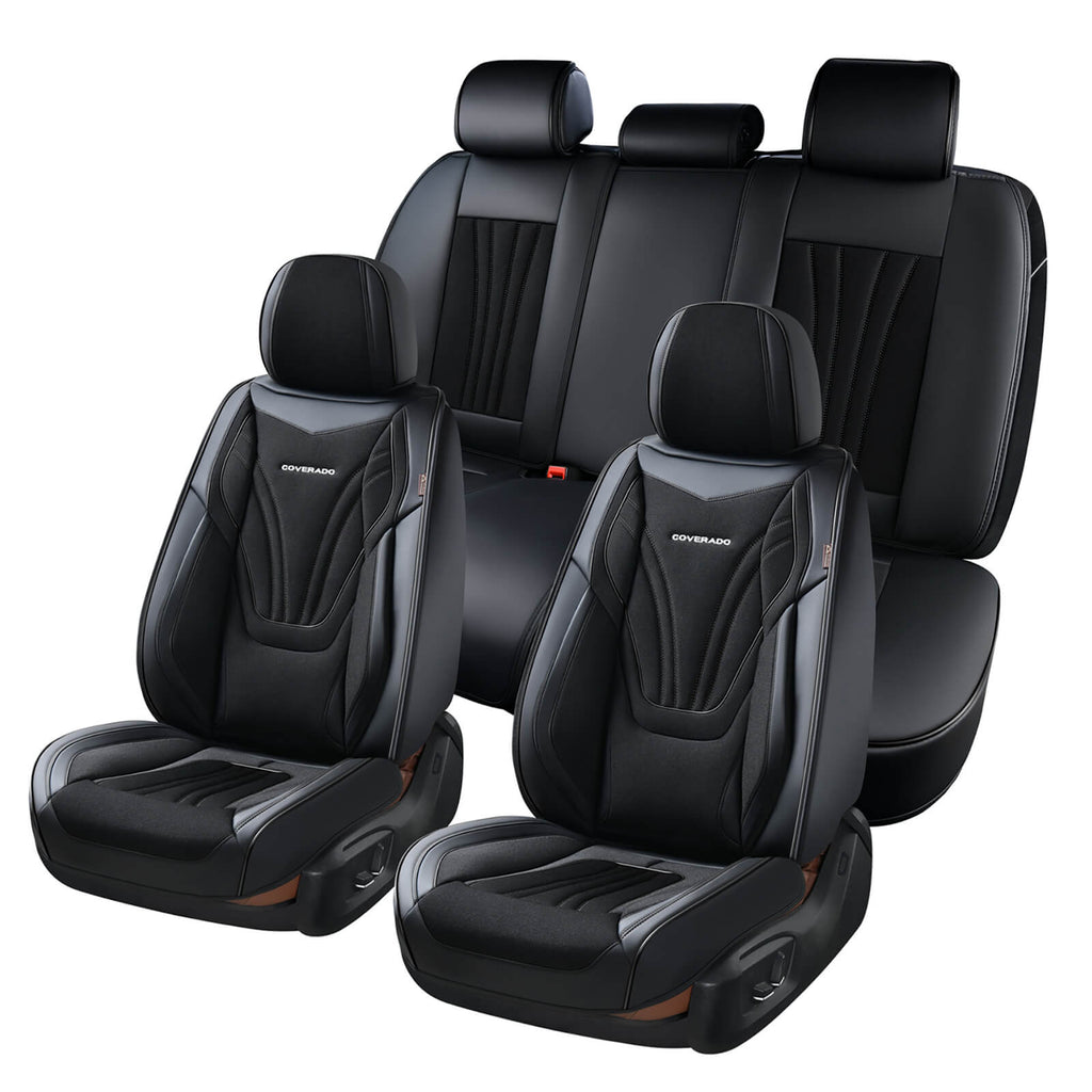 Coverado Seat Covers Full Set 5 Seats Breathable Magna Fabric Leather Universal Fit