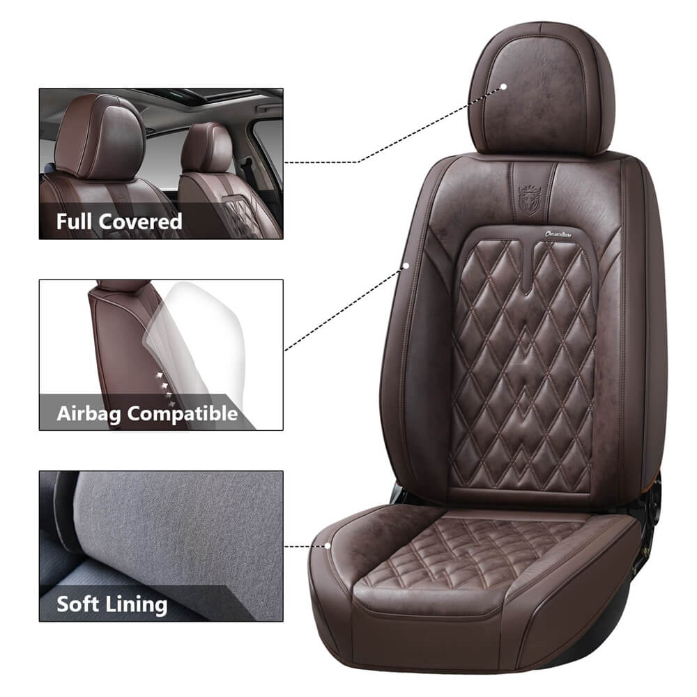 30%OFF🔥🔥 Coverado Car Front Car Seat Covers 2PCS Stylish Faux Leather Waterproof Auto Protectors Universal Fit