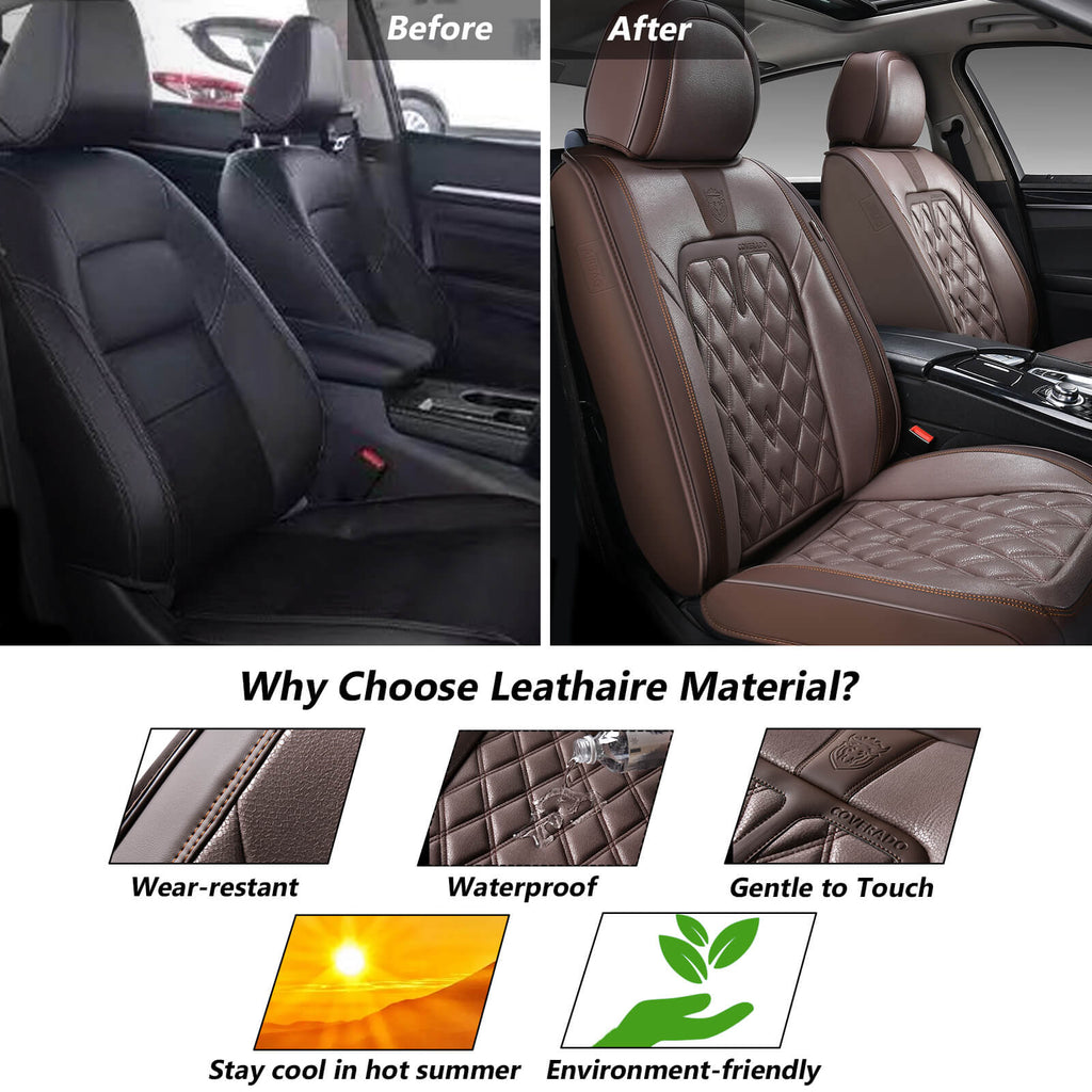 Coverado Front and Back Car Seat Covers Faux Leather Waterproof Universal Fit Most Cars