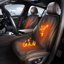 Load image into Gallery viewer, Coverado Fast Heating Pads Seat Heater Suede &amp; PU Leather Heated Car Seat Covers Cushion Universal Warmer Driver for Cold Winter