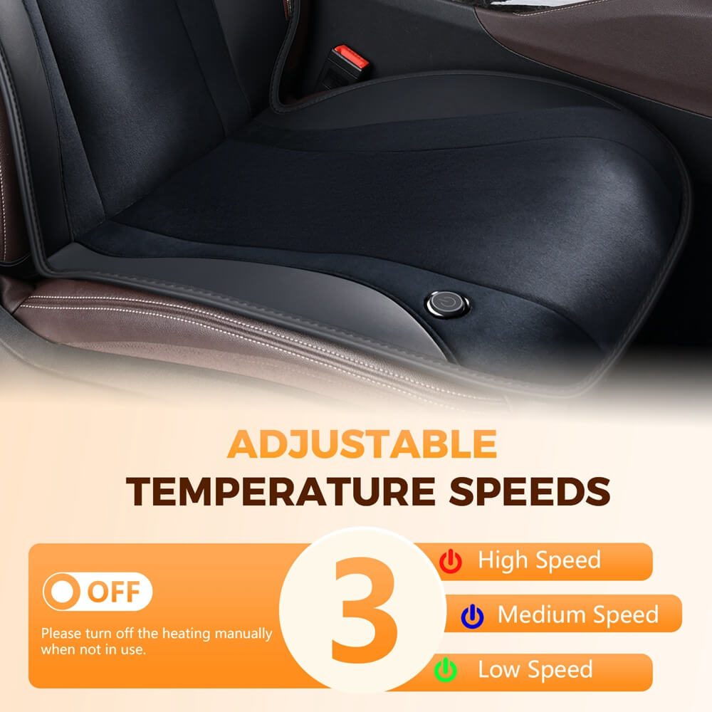 Coverado Fast Heating Pads Seat Heater Suede & PU Leather Heated Car Seat Cushion Universal Warmer Driver for Cold Winter