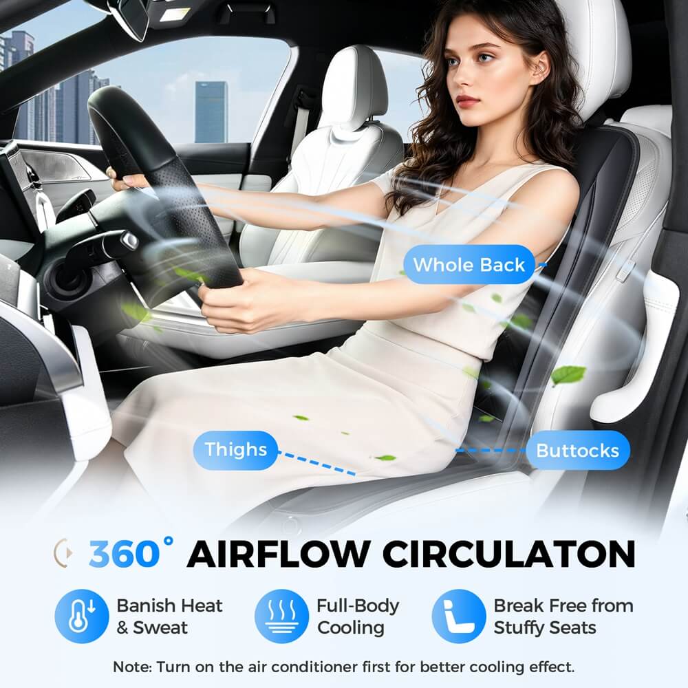 Coverado Cooling Car Seat Cushion Universal Fit Ventilated Seat Cover