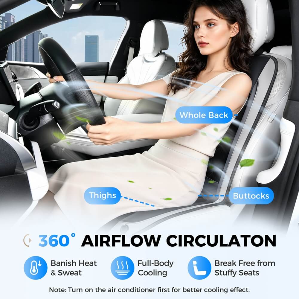 Coverado Cooling Car Seat Cushion Universal Fit Ventilated Seat Cover