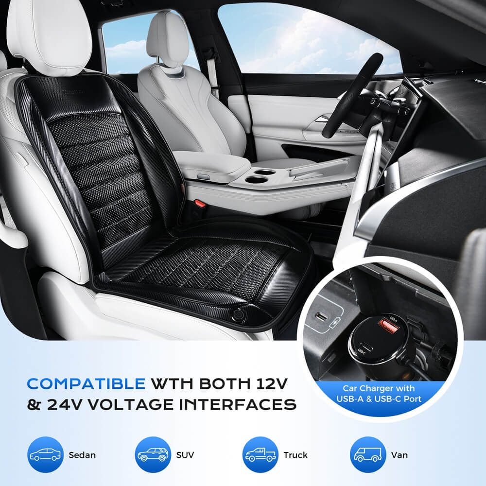 ❄️❄️Coverado Cooling Cushion Dual Fan for Car Seats Ventilated Seat Cover Universal Fit