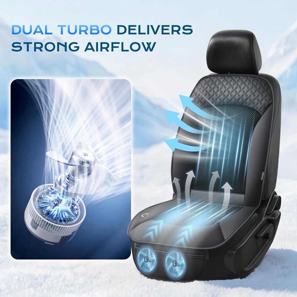 ❄️❄️Coverado Car Cooling Cushion Dual Fan Ventilated Seat Cushion Universal Fit