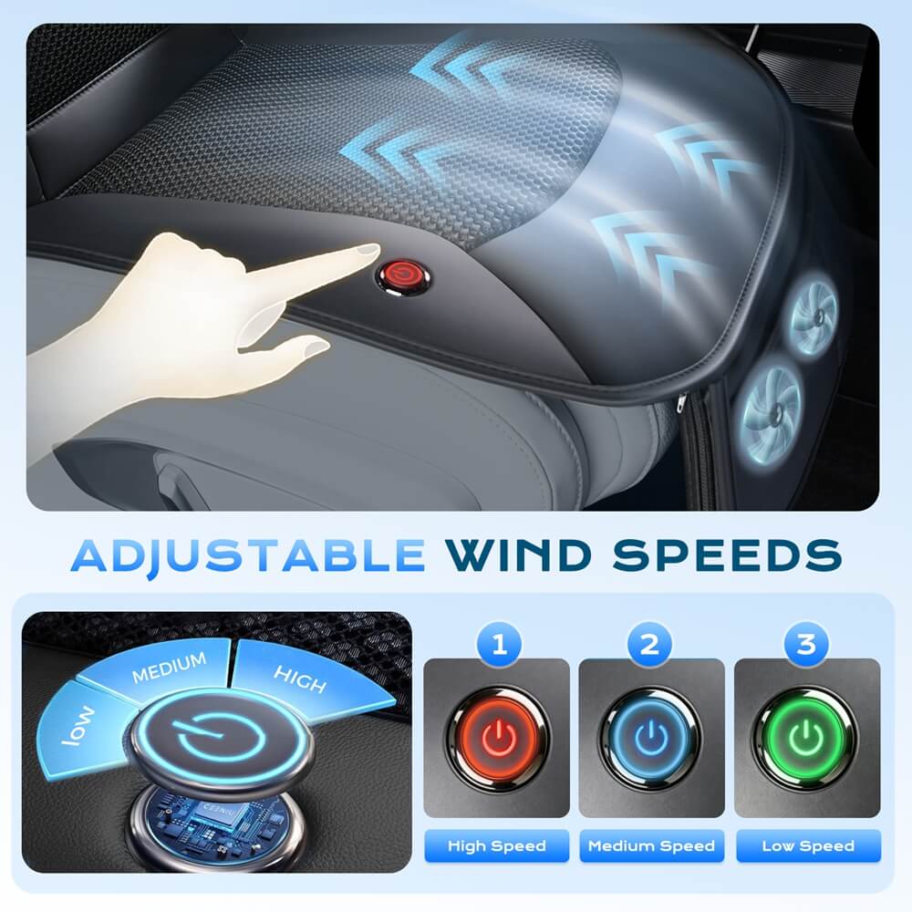 ❄️❄️Coverado Car Cooling Cushion Dual Fan Ventilated Seat Cushion Universal Fit