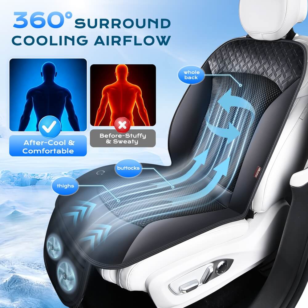 ❄️❄️Coverado Car Cooling Cushion Dual Fan Ventilated Seat Cushion Universal Fit
