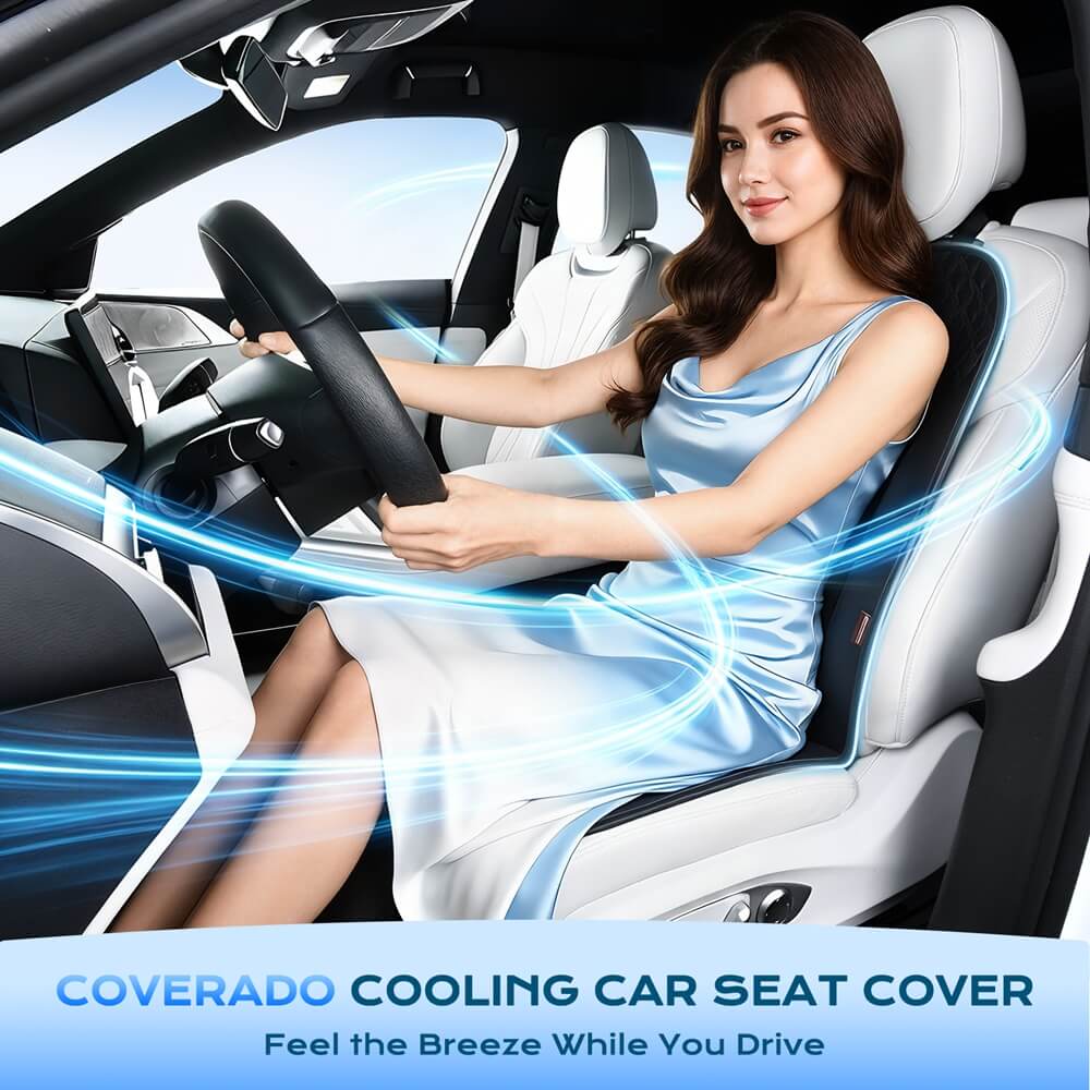 ❄️❄️Coverado Car Cooling Cushion Dual Fan Ventilated Seat Cushion Universal Fit