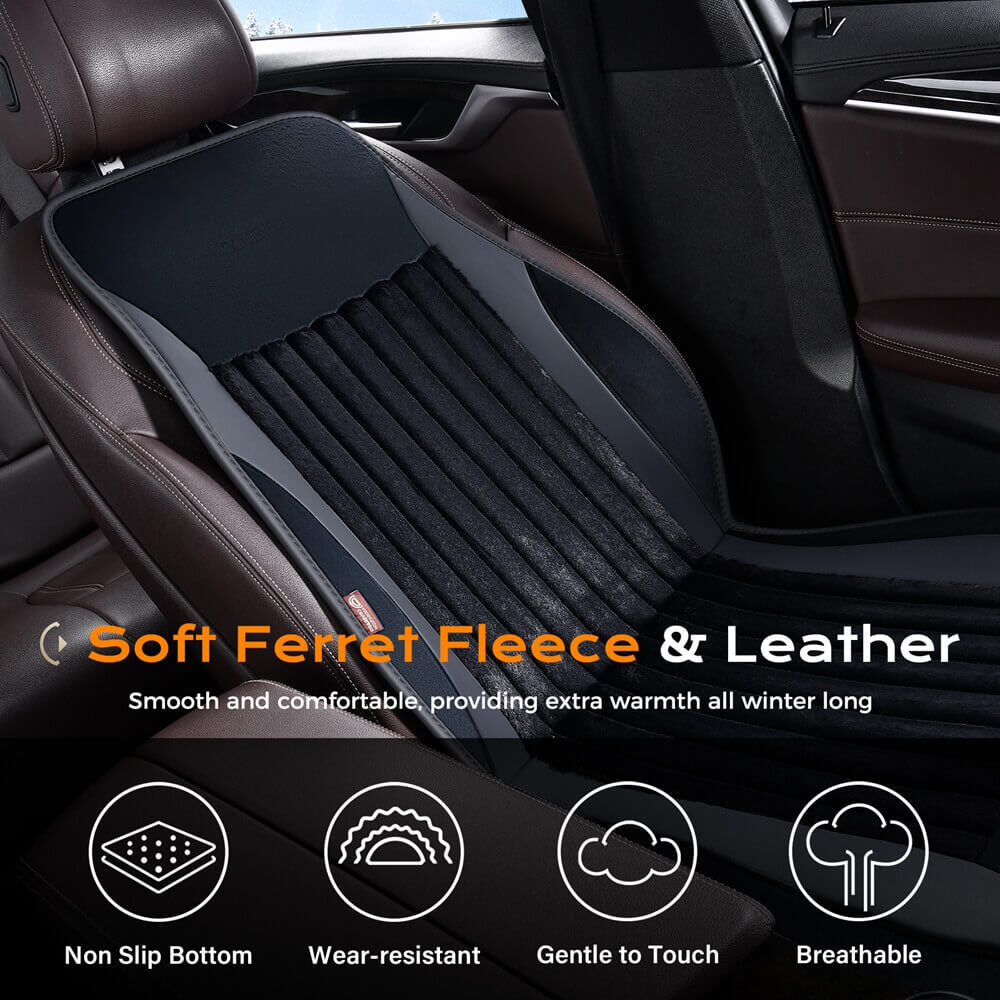 Coverado Car Seat Heater 3-Level Fasting Heated Seat with Faux Leather & Fabric Material Warm Seat Universal Fit for Winter