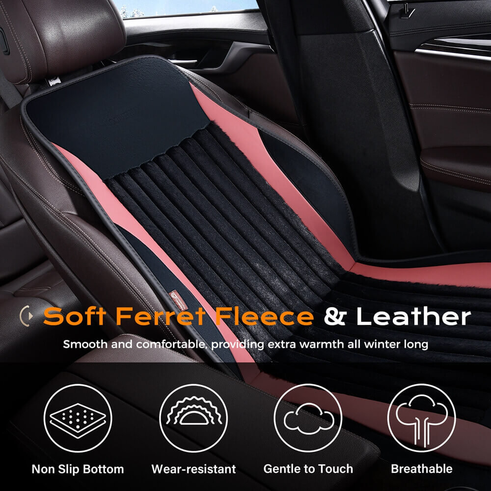Coverado Car Seat Heater 3-Level Fasting Heated Seat with Faux Leather & Fabric Material Warm Seat Universal Fit for Winter
