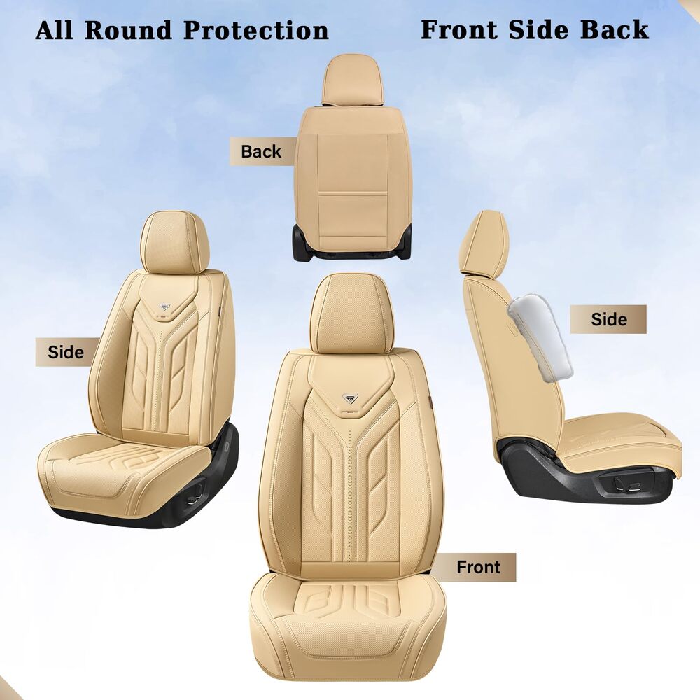 Coverado Quality Leatherette Front and Back Car Seat Covers Universal Fit Seat Protectors