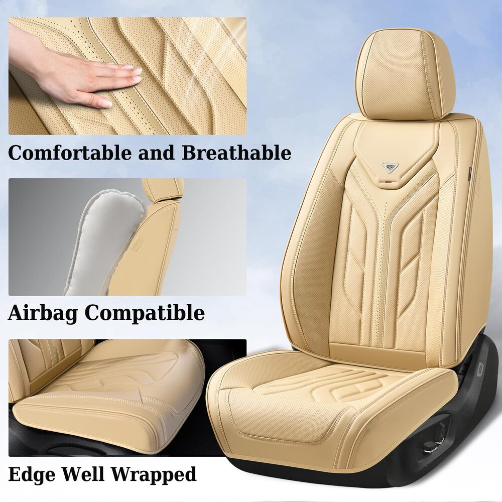Coverado Quality Leatherette Front and Back Car Seat Covers Universal Fit Seat Protectors