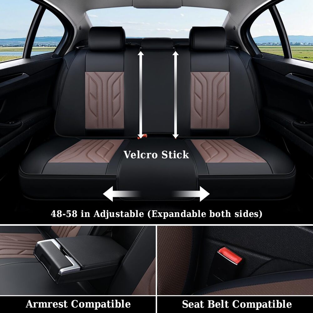Coverado Quality Leatherette Front and Back Car Seat Covers Universal Fit Seat Protectors