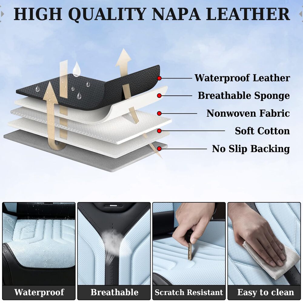 Coverado Quality Leatherette Front and Back Car Seat Covers Universal Fit Seat Protectors