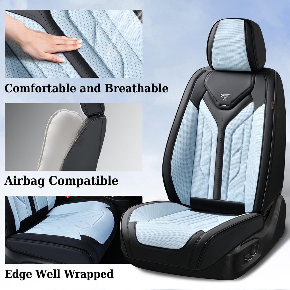 Coverado Quality Leatherette Front and Back Car Seat Covers Universal Fit Seat Protectors