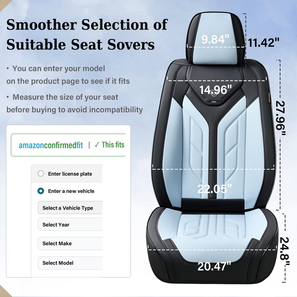 Coverado Quality Leatherette Front and Back Car Seat Covers Universal Fit Seat Protectors