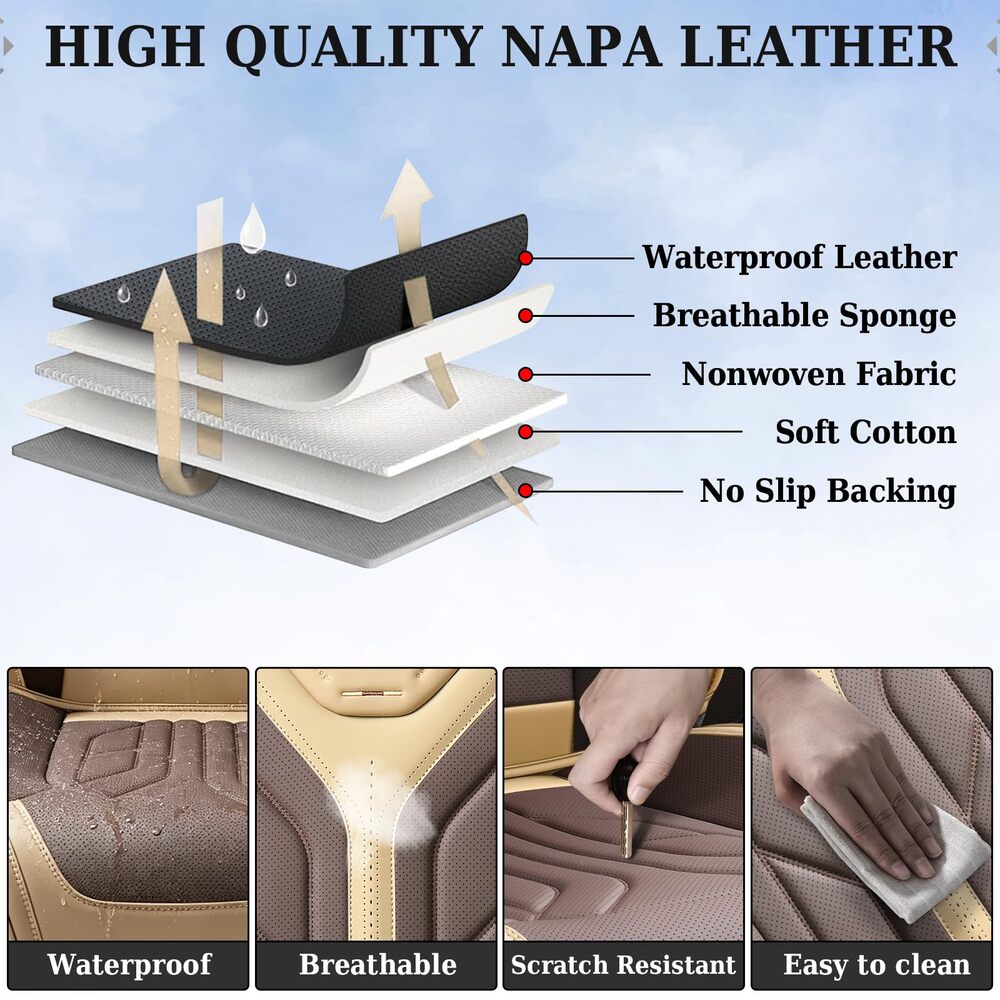 Coverado Quality Leatherette Front and Back Car Seat Covers Universal Fit Seat Protectors