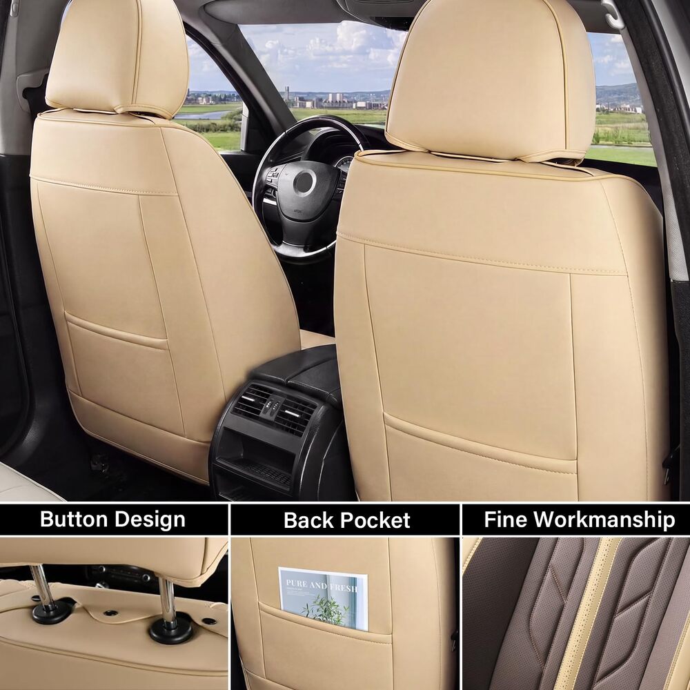 Coverado Quality Leatherette Front and Back Car Seat Covers Universal Fit Seat Protectors