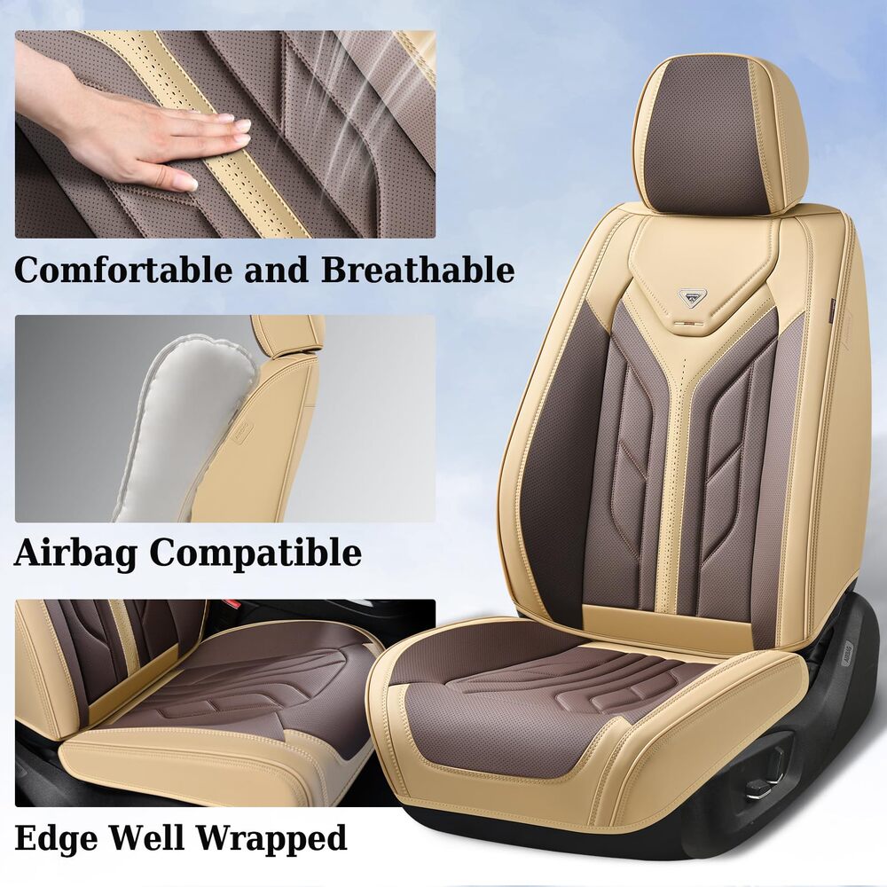 Coverado Quality Leatherette Front and Back Car Seat Covers Universal Fit Seat Protectors