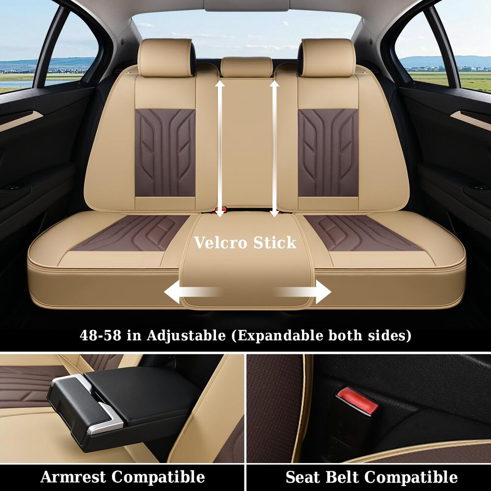 Coverado Quality Leatherette Front and Back Car Seat Covers Universal Fit Seat Protectors