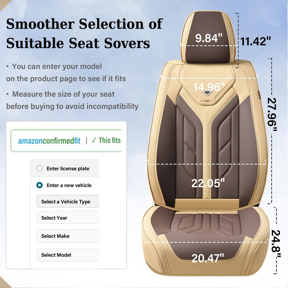 Coverado Quality Leatherette Front and Back Car Seat Covers Universal Fit Seat Protectors