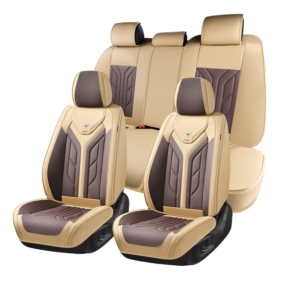 Coverado Quality Leatherette Front and Back Car Seat Covers Universal Fit Seat Protectors