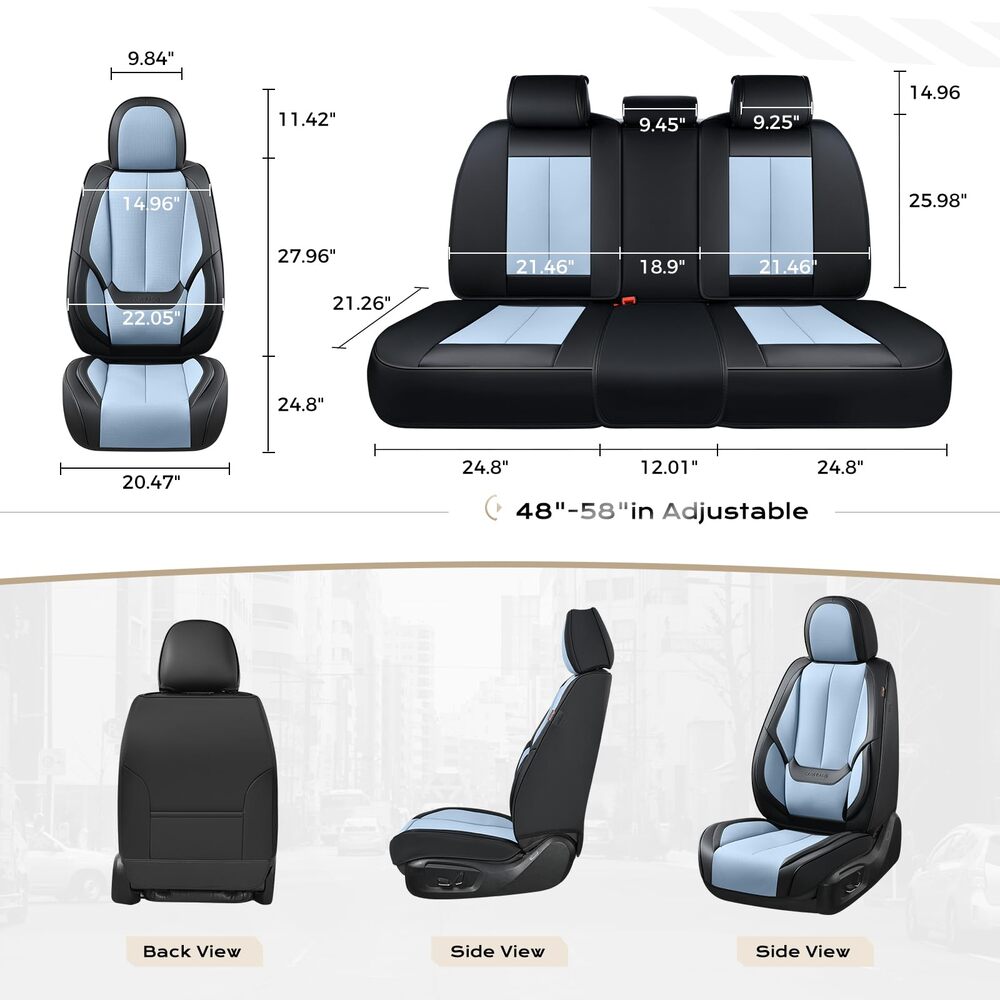 5 Seats Coverado Car Seat Covers for Cars Front and Rear Full Set with Lumbar Support Premium Leather Waterproof Auto Seat ProtectorsUniversal Fit
