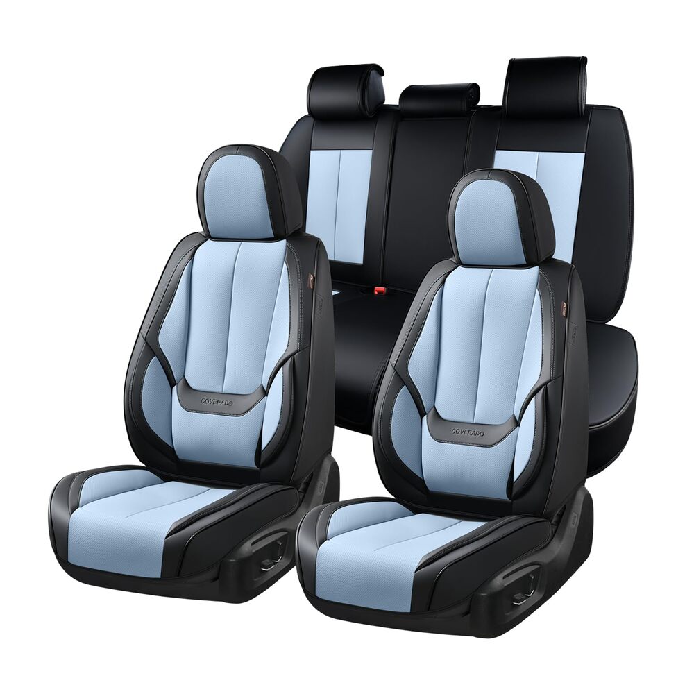 5 Seats Coverado Car Seat Covers for Cars Front and Rear Full Set with Lumbar Support Premium Leather Waterproof Auto Seat ProtectorsUniversal Fit