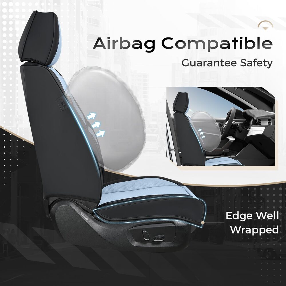 5 Seats Coverado Car Seat Covers for Cars Front and Rear Full Set with Lumbar Support Premium Leather Waterproof Auto Seat ProtectorsUniversal Fit