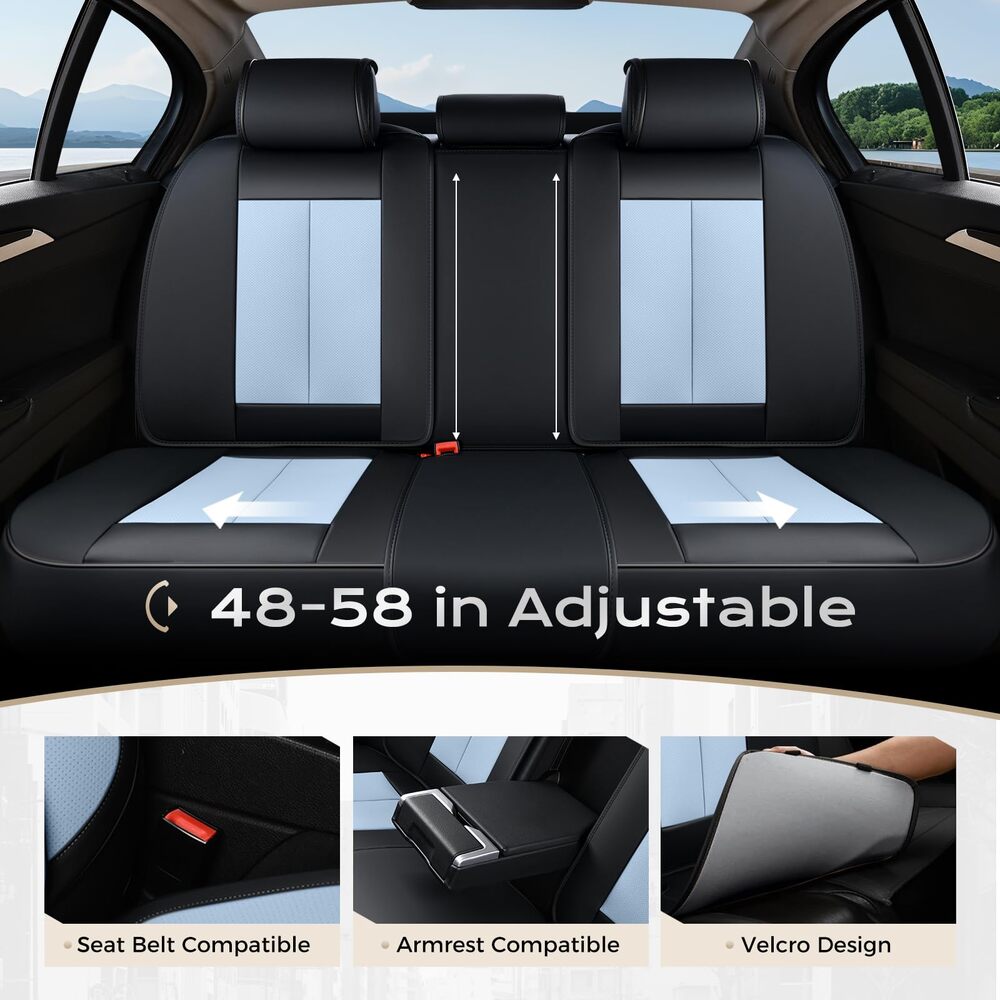 5 Seats Coverado Car Seat Covers for Cars Front and Rear Full Set with Lumbar Support Premium Leather Waterproof Auto Seat ProtectorsUniversal Fit